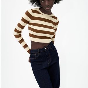 Zara knit sweater in brown / ecru